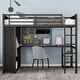 preview thumbnail 2 of 9, Space-saving Design Loft Bed with Metal Frame, Built-in Wardrobe, Desk and Storage Shelves, Twin XL Size, Black