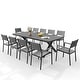 preview thumbnail 14 of 36, 11/13-Piece Outdoor All-Weather Patio Dining Set Aluminum Rectangular Table with Umbrella Hole and Stackable Chairs Grey - Set of 11