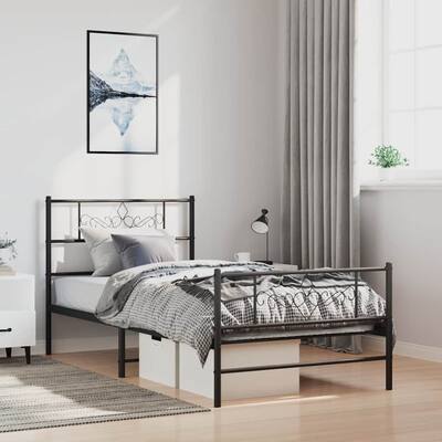 vidaXL 12 Inches Black Twin XL Metal Bed Frame No Mattress - 81.5" x 41.3" x 35.4"
