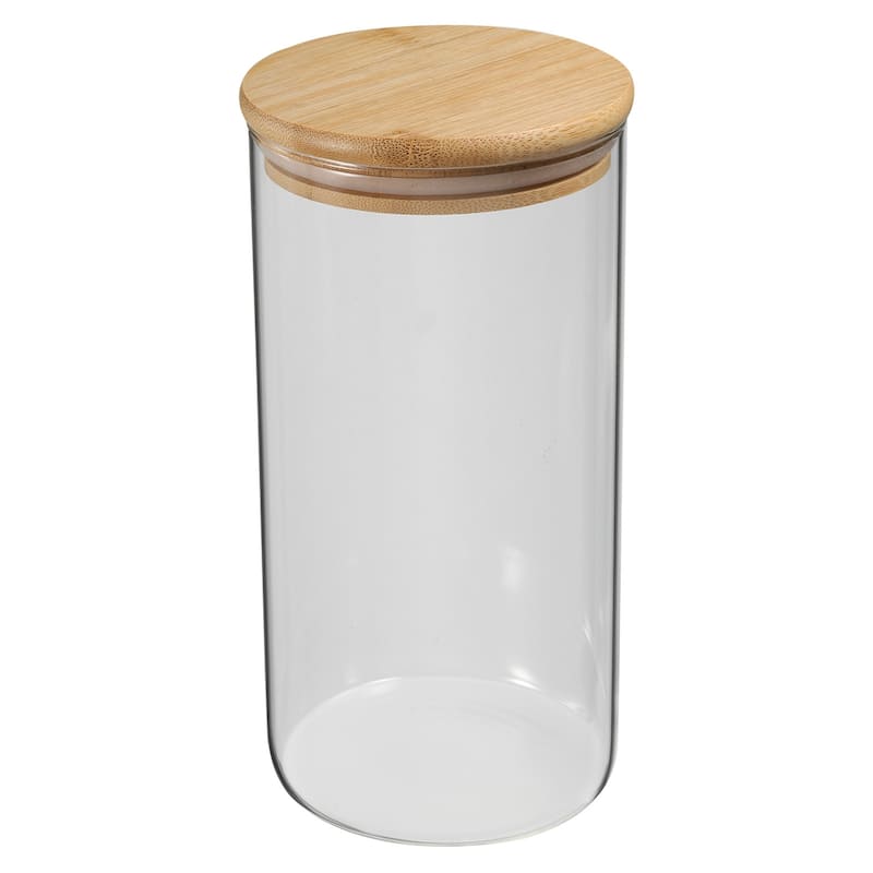 47oz Glass Jar with Airtight Bamboo Lid Glass Kitchen Container (20x10cm) - Transparent