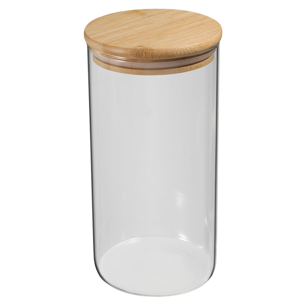 47oz Glass Jar with Airtight Bamboo Lid Glass Kitchen Container (20x10cm) - Transparent