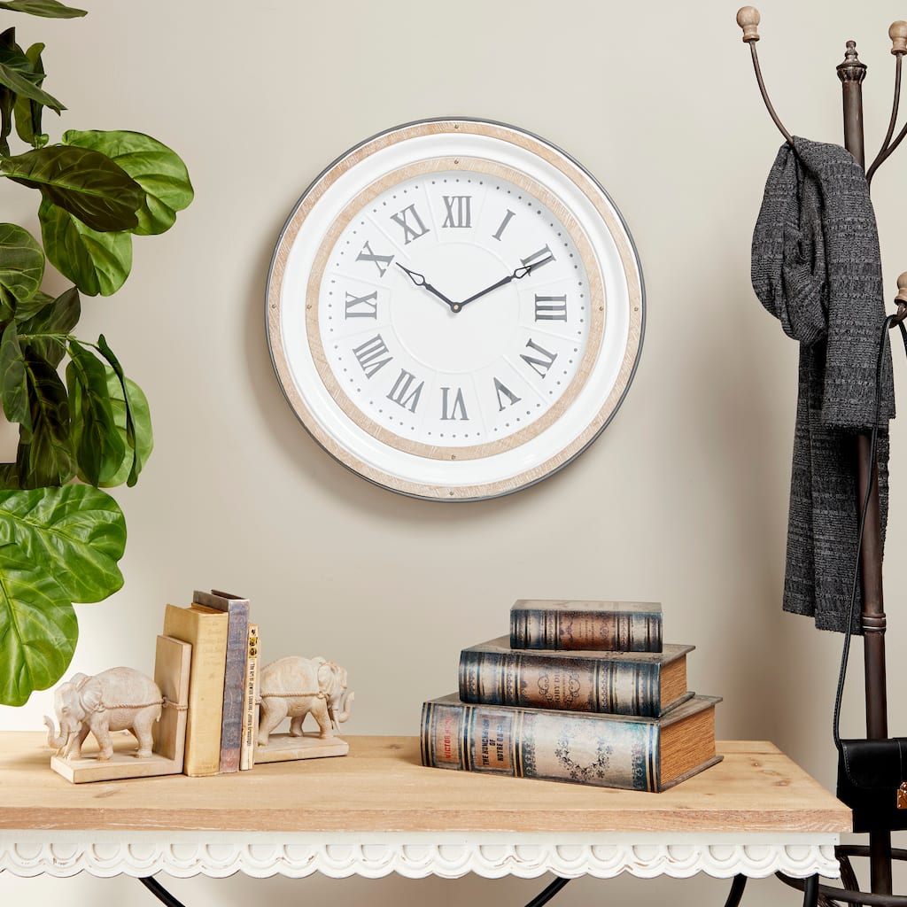 White Metal Decorative Wall Clock - 24 x 3 x 24Round