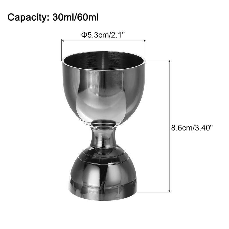 1oz/2oz Bell Jigger Stainless Steel Double Cocktail Jigger Measuring Cup - 8.6cm x 5.3cm - Black