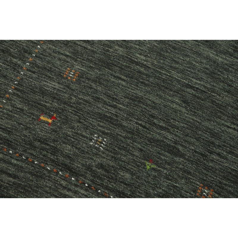 Hand Knotted Oriental 100% Wool Carpet Tribal Animal Pictorial Green Gabbeh Area Rug - 6' 2'' X 6' 1''