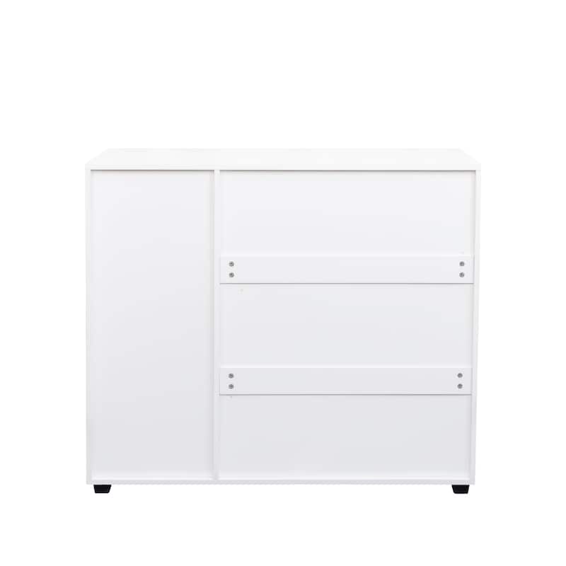 GDF Studio - Aston Modern Wooden Shoe Storage Cabinet with Adjustable Shelves and Louvered Doors