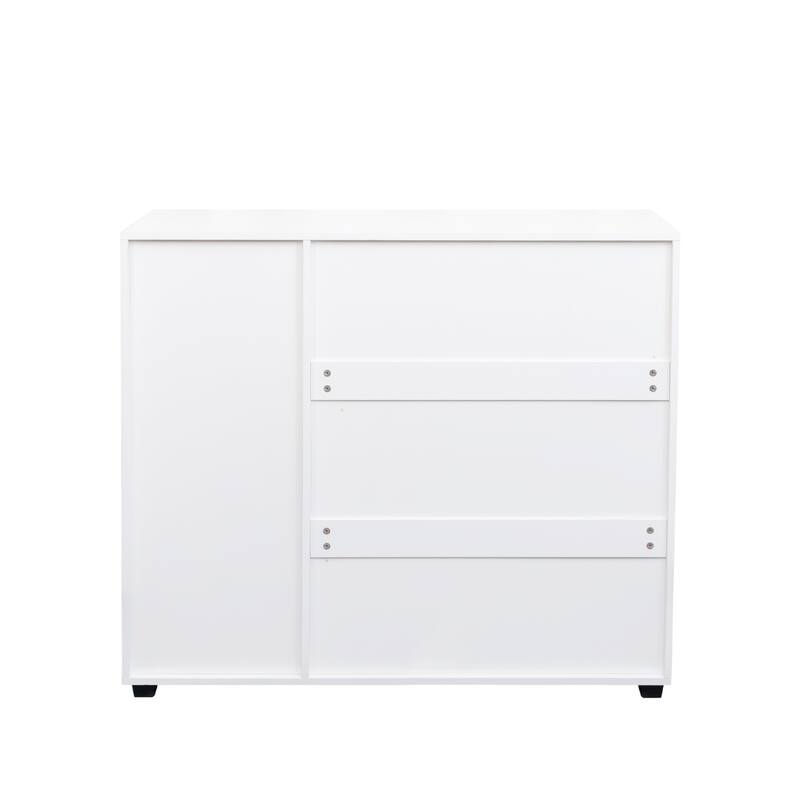Shoe Cabinet, 5-Tier Shoe Storage Cabinet with Adjustable Shelves, Wooden Shoe Rack Organizer with Louvered Doors