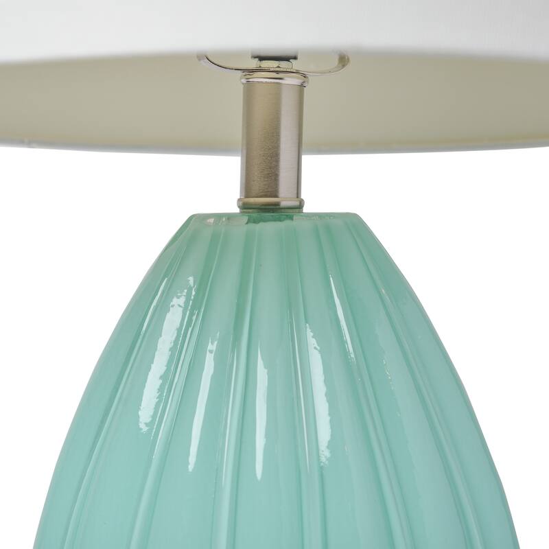 23.25 in. Seafoam Finish Table Lamp with White Shade, Sturdy Table Lamp for Living Rooms and Bedrooms