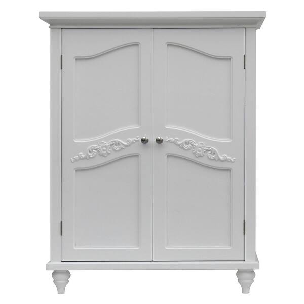 Shop Bathroom Linen Storage Floor Cabinet With 2 Doors In Traditional White Wood Finish Overstock 30677595