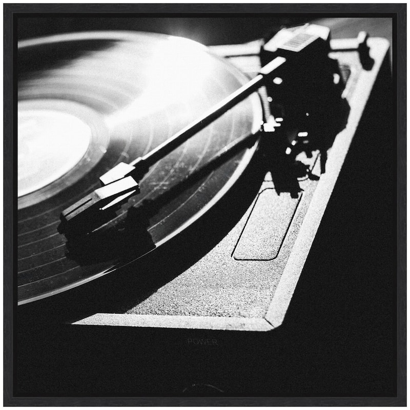 Kate and Laurel Sylvie Vinyl Record Player Framed Canvas by Alicia Abla