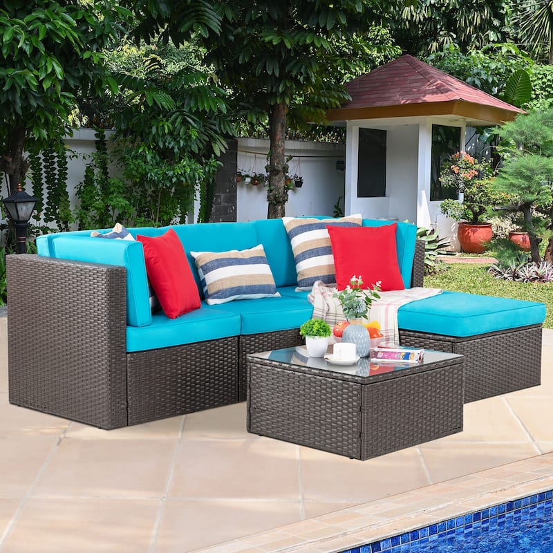 Futzca 5-Piece PE Wicker Outdoor Patio Furniture Set