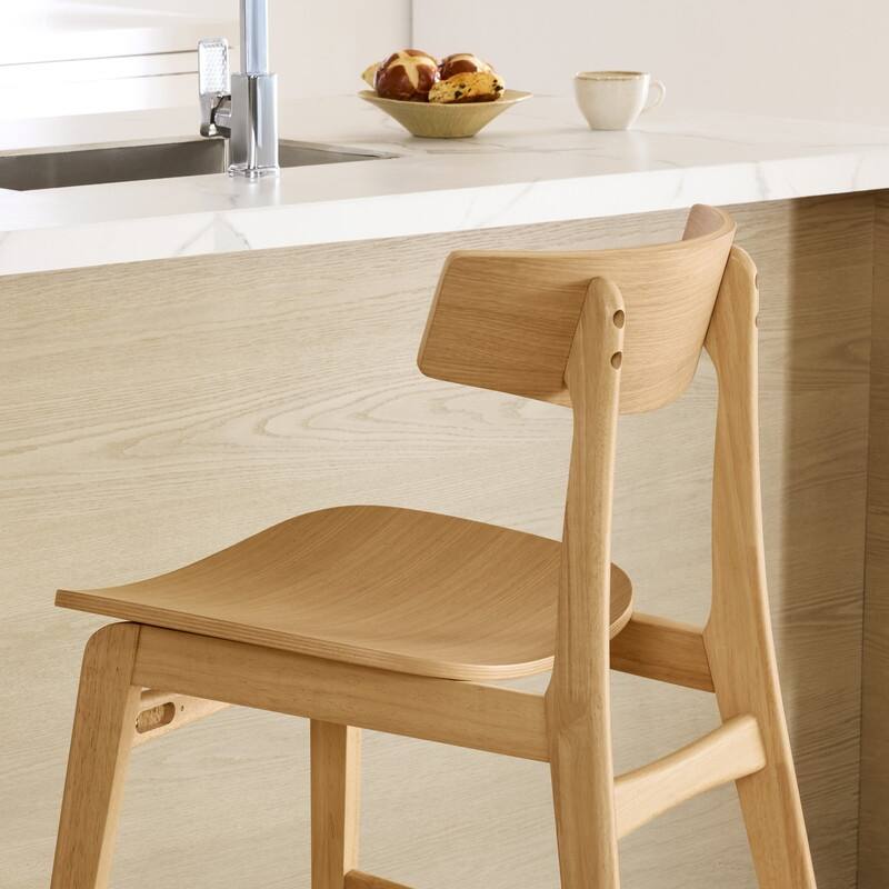 Spruce & Spring Modern Farmhouse Bar Stool with Bentwood Back and Saddle Seat