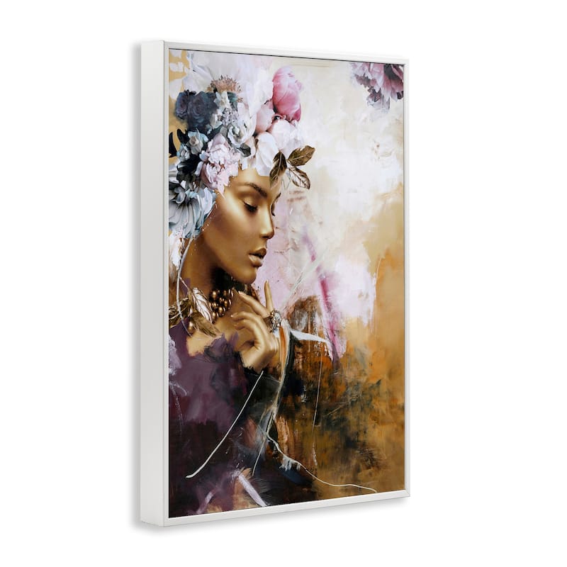 Stupell Elegant Woman & Florals Framed Giclee Art Design By Design Fabrikken