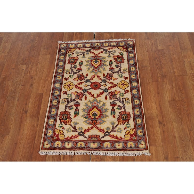 Floral Kazak Oriental Foyer Rug Hand-Knotted Wool Carpet - 2'0" x 3'0"