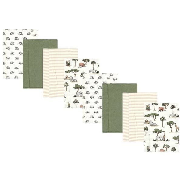 slide 1 of 1, Hudson Baby Boys Cotton Poly Flannel Burp Cloths 8-Pack, Going On Safari, One Size - Going On Safari 8-Pack - One Size
