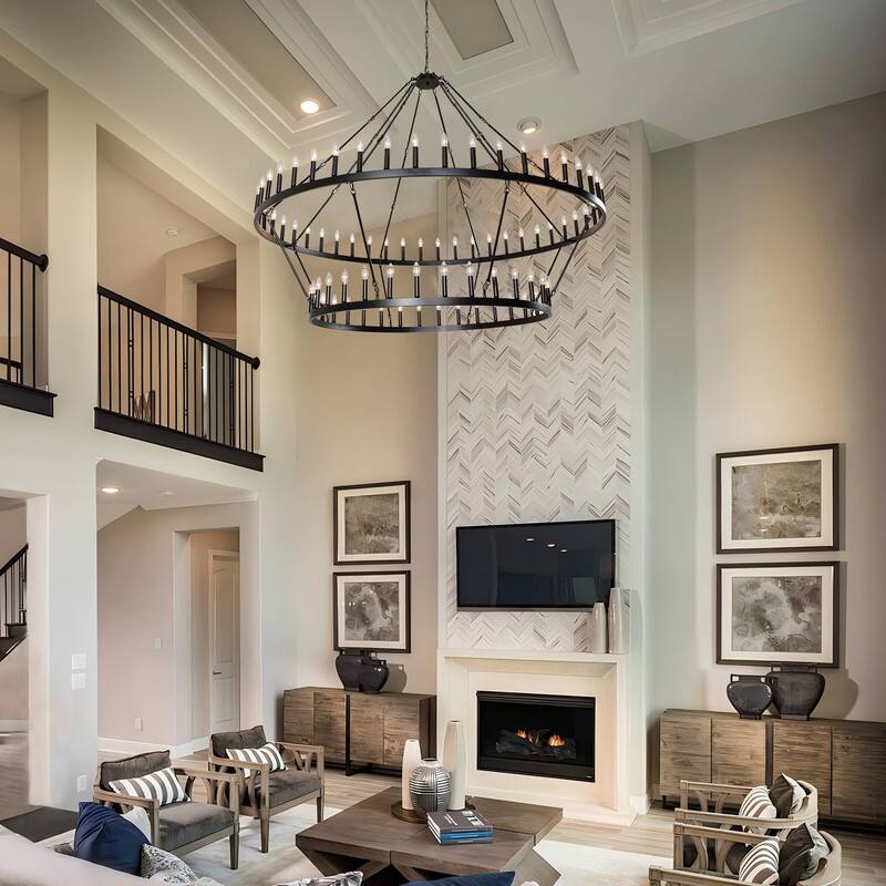 Large Wagon Wheel Chandelier,Round High Ceiling Chandeliers