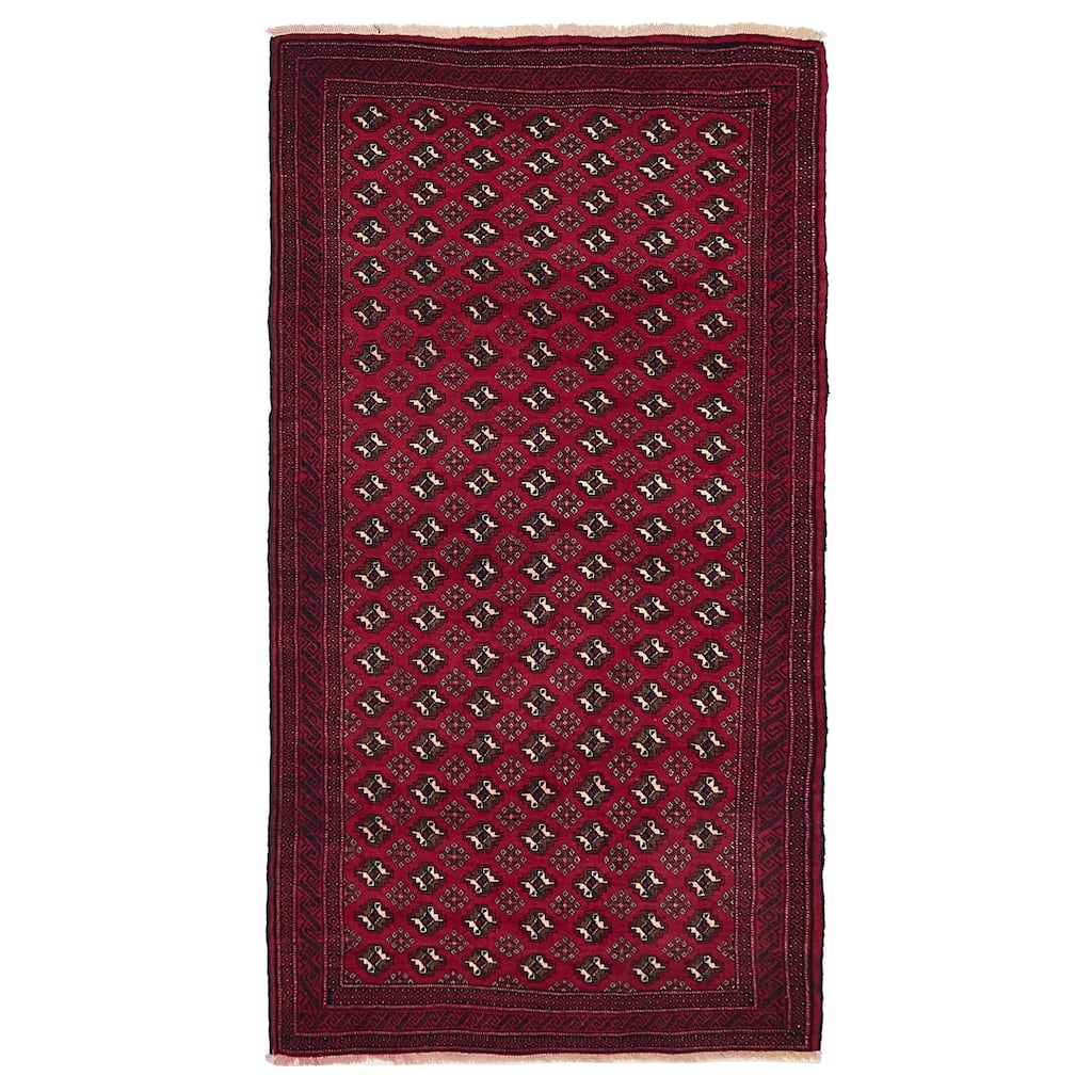 ECARPETGALLERY Hand-knotted Teimani Red Wool Rug - 3'11 x 7'1
