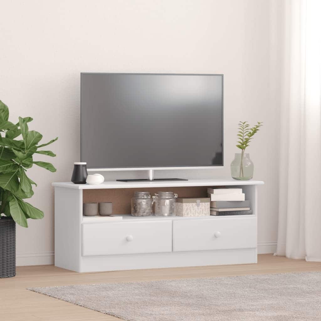 vidaXL TV Stand with Drawers ALTA 39.4"x13.8"x16.1" Solid Wood Pine - 39.4" x 13.8" x 16.1"