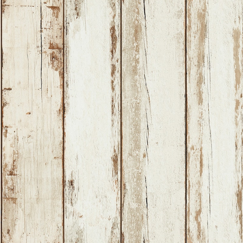 Galerie Wallcoverings Woods and Wicker Collection Wood Stripe Effect Matte Finish Vinyl on Non-woven Wallpaper Roll - Whitewash