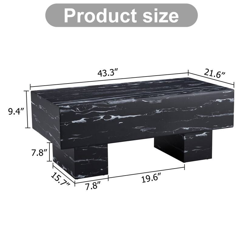 43.3" Length Coffee Table with Marble Texture