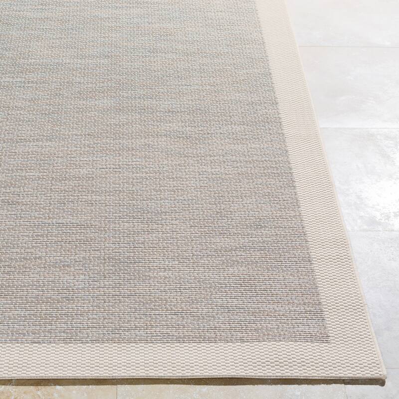 Cammie Solid Bordered Outdoor Area Rug