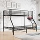 preview thumbnail 4 of 8, Black Twin-over-Full Metal Bunk Bed, Easy Assembly with Enhanced Upper-Level Guardrail