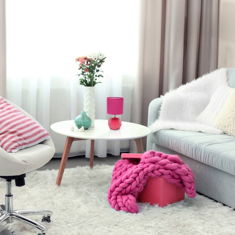 Geometric Table Lamp With Long Drum Shade - 10.25" - Pink