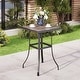 preview thumbnail 10 of 27, Patio Bar Table Outdoor Metal Bar Table Square Bistro Bar Table Tan Faux Wood Top