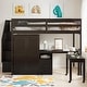 preview thumbnail 21 of 58, Full Size Loft Bed with Stairs, Bookshelf, Drawers, Desk & Wardrobe Espresso