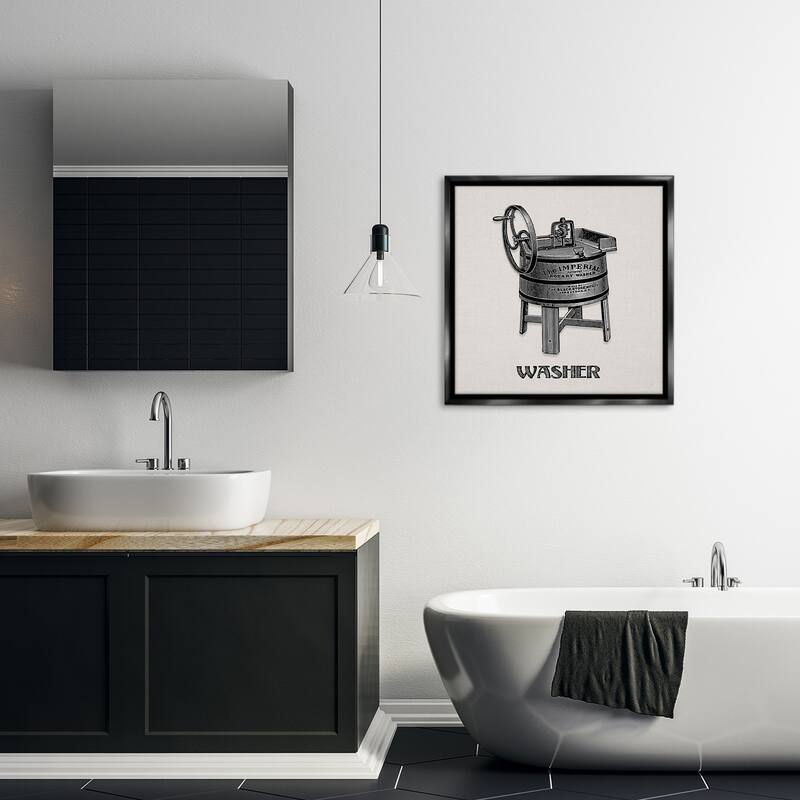 Stupell Antique Rotary Washer Framed Floater Canvas Wall Art Design By Val Rhodes