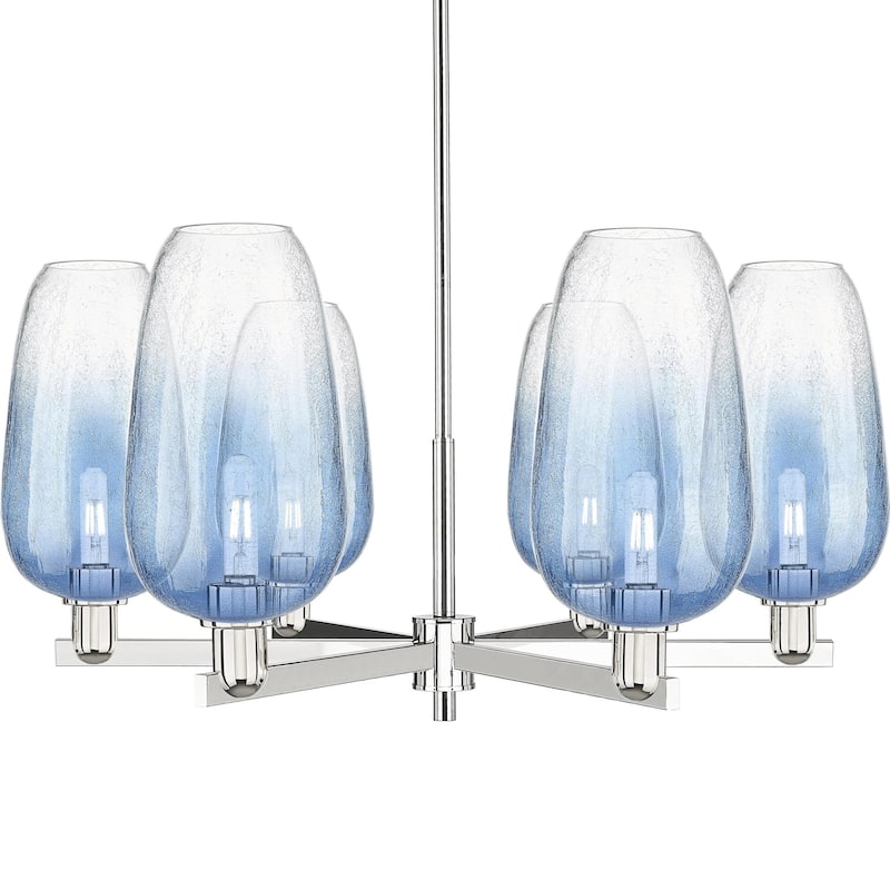 Innovations Lighting 716-6CR-17-24 Brookhaven Flute Chandelier - Polished Nickel / Sapphire Blue