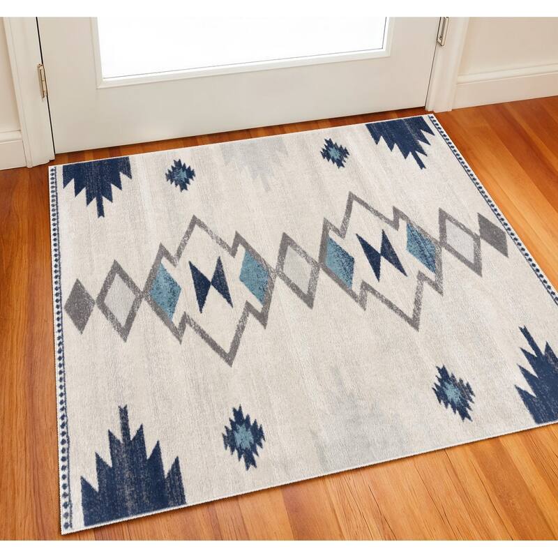 HomeRoots Southwestern Contemporary Square Area Rug - 27.00 in. x 24.00 in.  x 0.40 in.
