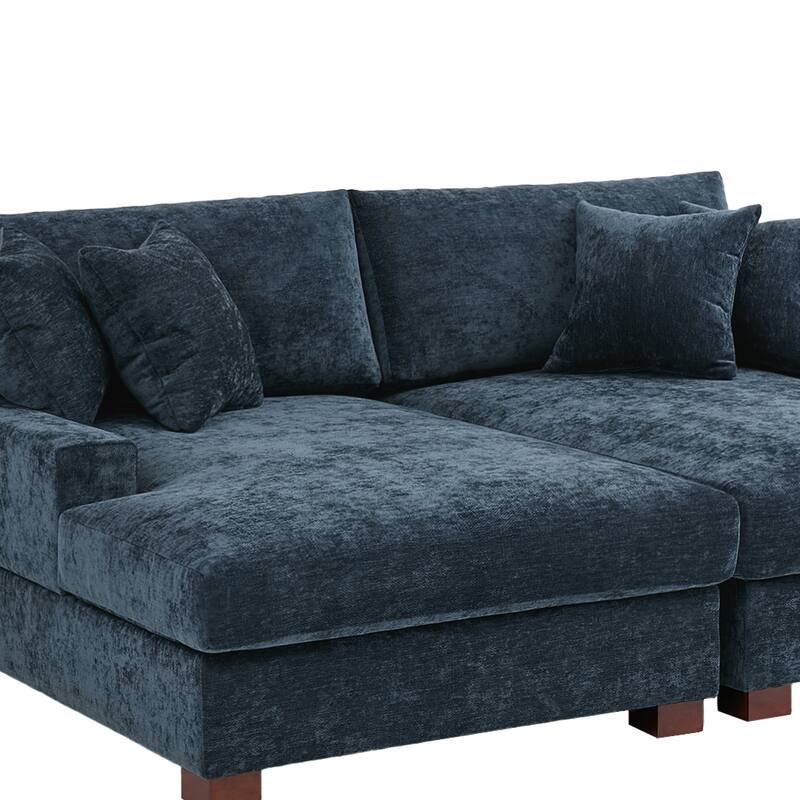 Modern Upholstered Chenille Modular Sectional Sofa with 2 Chaise