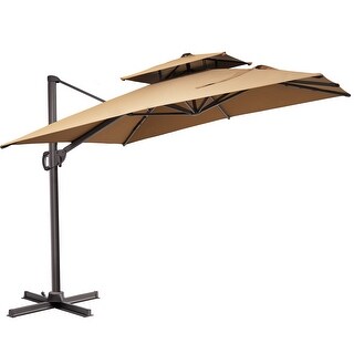 Pellebant Outdoor Patio Umbrella Cantilever Offset Aluminum with No Base, Dual Top