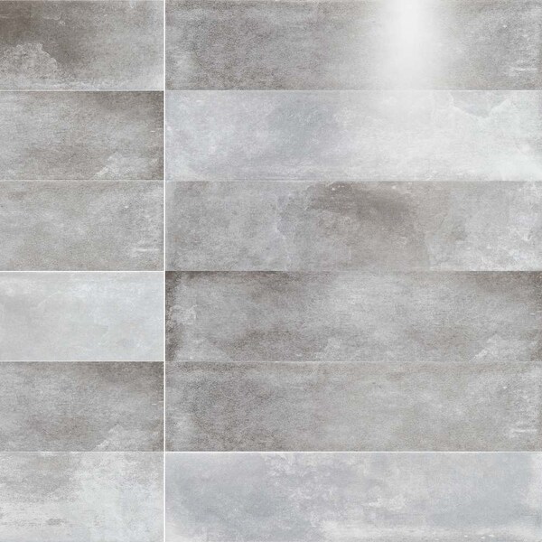 Avila 3x12 Grey Glossy Ceramic Subway Wall Tile - Bed Bath