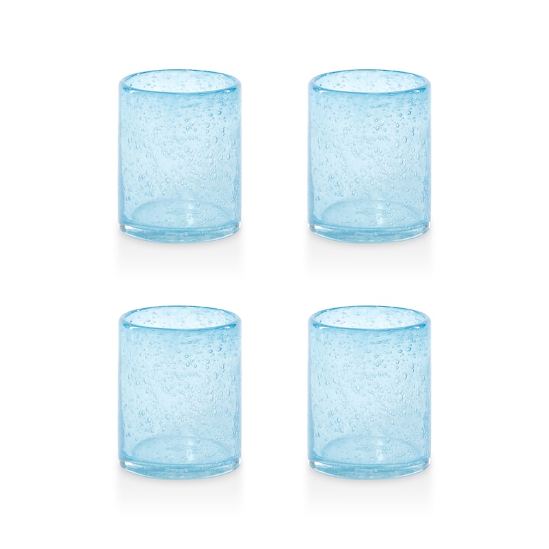 Antibes Bubble Glass Tumblers, Set of 4 - Blue