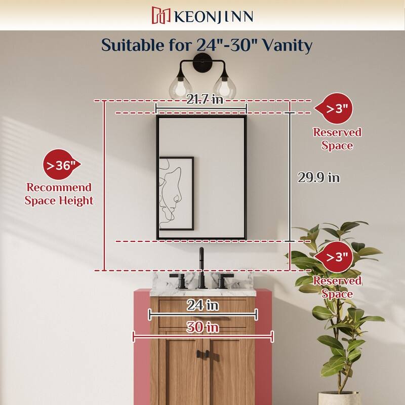 Keonjinn Aluminum Framed Wall Mount Bathroom Vanity Mirror