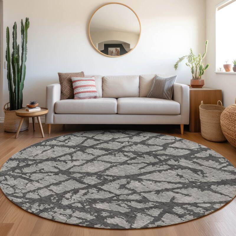 Premium Washable Super Soft Modern Crackle Mayfield Rug - Gray - 8' x 8'