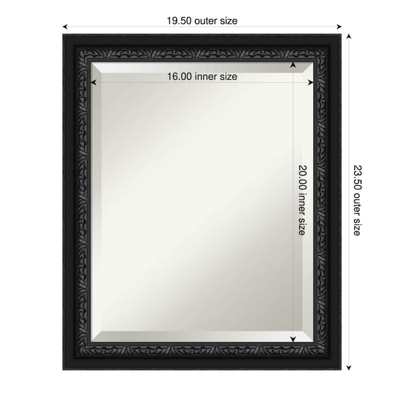 Downton Black Beveled Wood Framed Bathroom Vanity Wall Mirror - Downton Black - 20 x 24 in