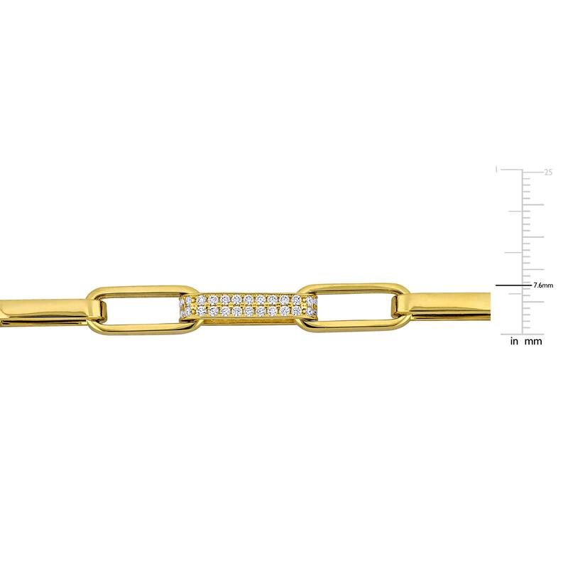 Miadora 3/5ct TGW Cubic Zirconia Paperclip Bracelet 14k Yellow Gold-7.5 in