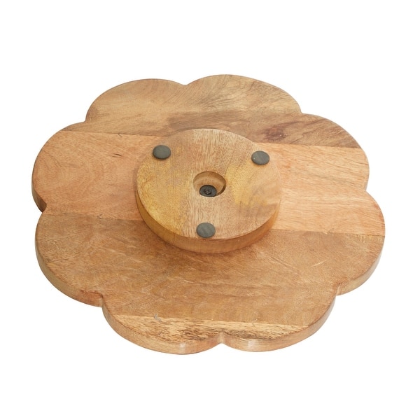Rustic Lazy Susan W Wood Base And White Carving Design 15 X 15 X 2round Overstock 32161433