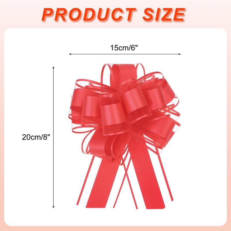 5pcs 6 Inch Large Big Pull Bow Gift Wrapping Ribbon for Car Presents - Red