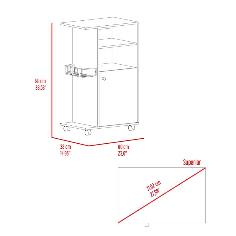 Napenthe 1-Shelf Kitchen Cart with Caster