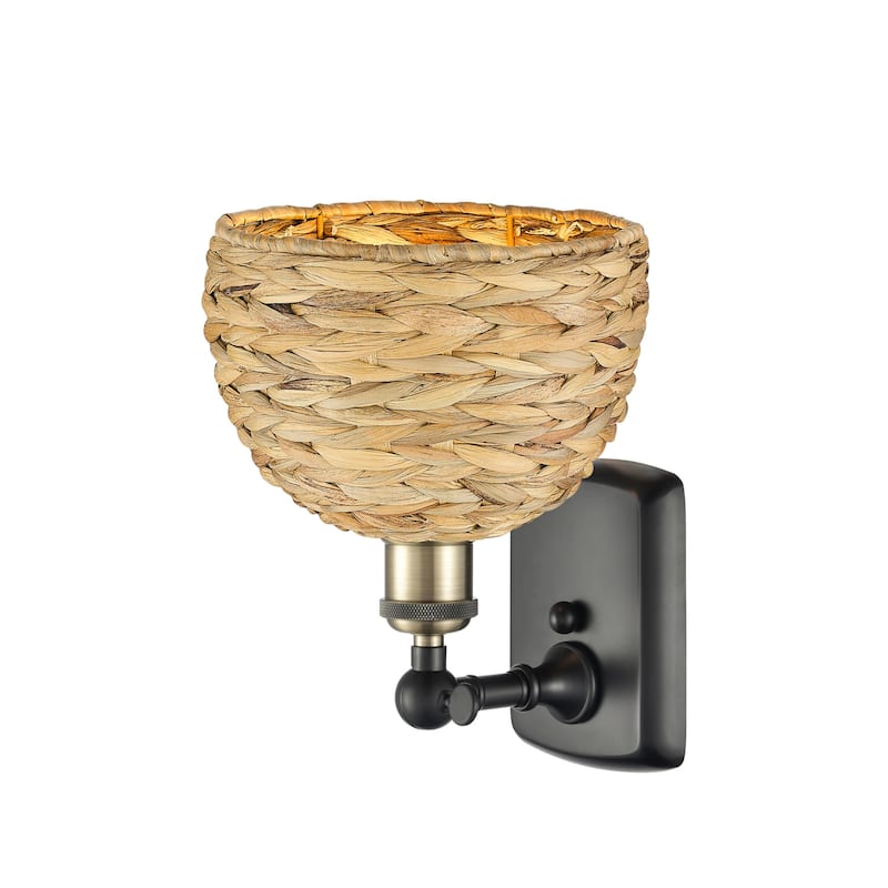 Innovations Lighting 516-1W-12-8 Woven Rattan Sconce Woven Rattan 12"