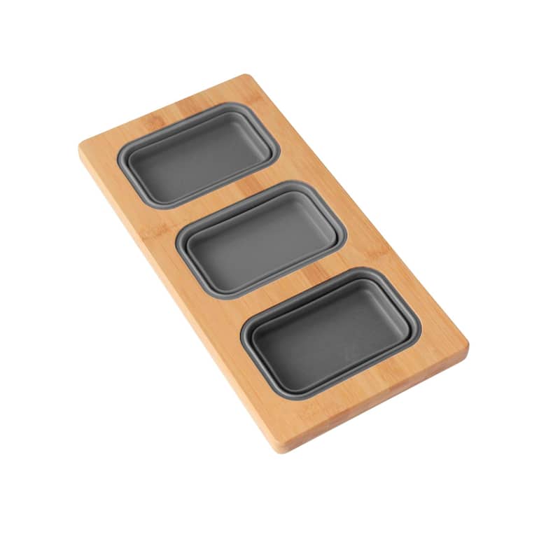 AZUNI 16.75 inch Over the Sink Divided Serving Board with 3 Collapsible Containers - 16.75" x 8.5"