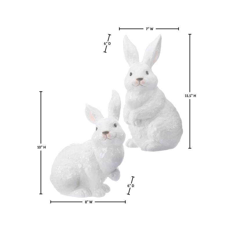 11.5" Glazed Terracotta Bunny Set of 2