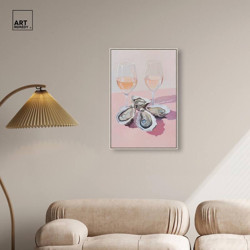 Oysters and Rose Wine Canvas by Art Remedy