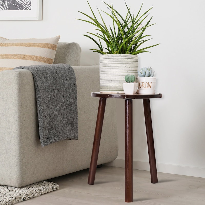 2-Piece Mid Century Tall Plant Stand Round End Table Pots Holder