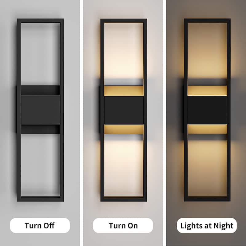 Modern Rectangle Matte Black LED Wall Sconce Outdoor Waterproof