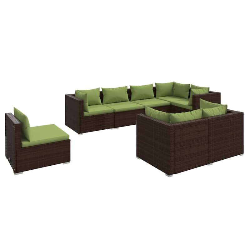 vidaXL Patio Lounge Set Outdoor Sectional Sofa Set Table Garden Poly Rattan - 27.6" x 27.6" x 23.8"