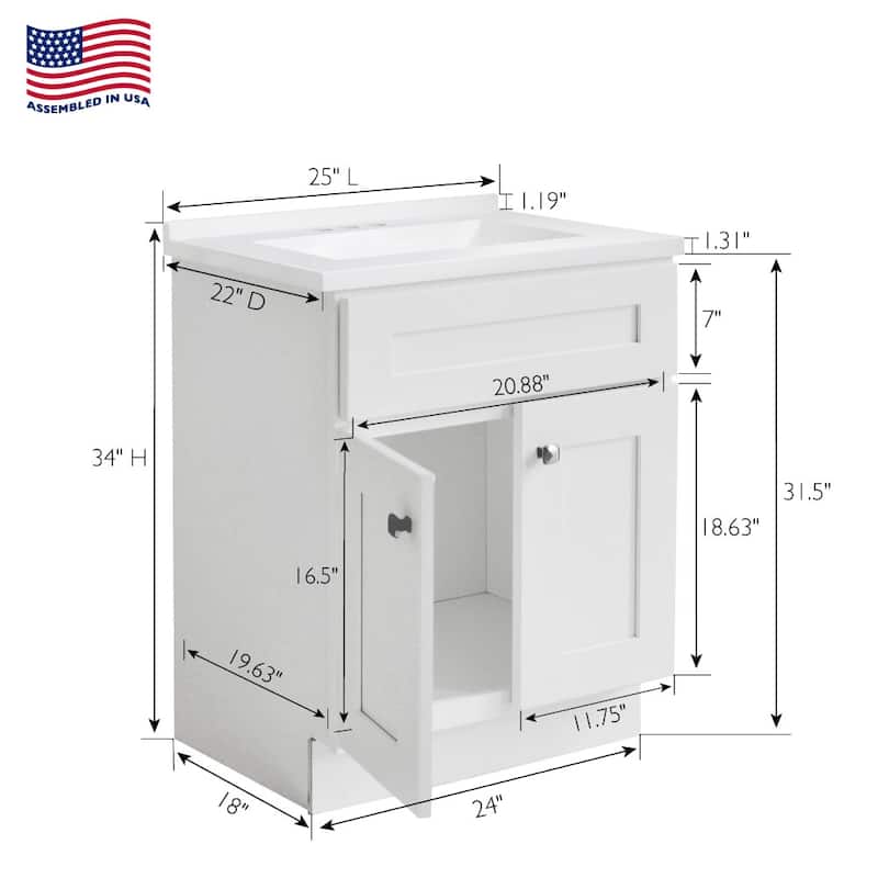 Design House 215624 Brookings 25" Free Standing Single Basin Vanity